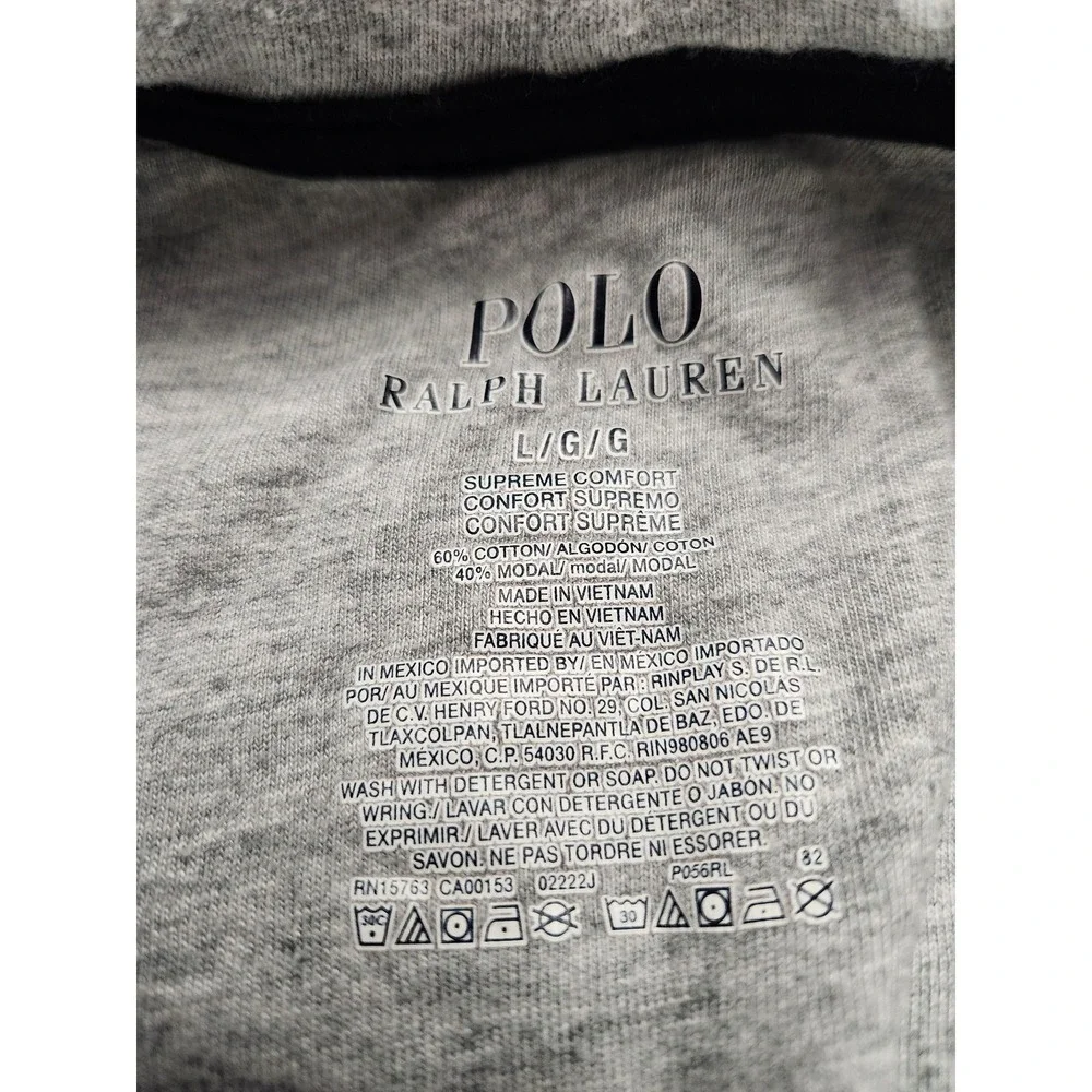 Polo Ralph Lauren Hoodie Mens Large Gray Comfort Jersey Pullover Red Pony Logo